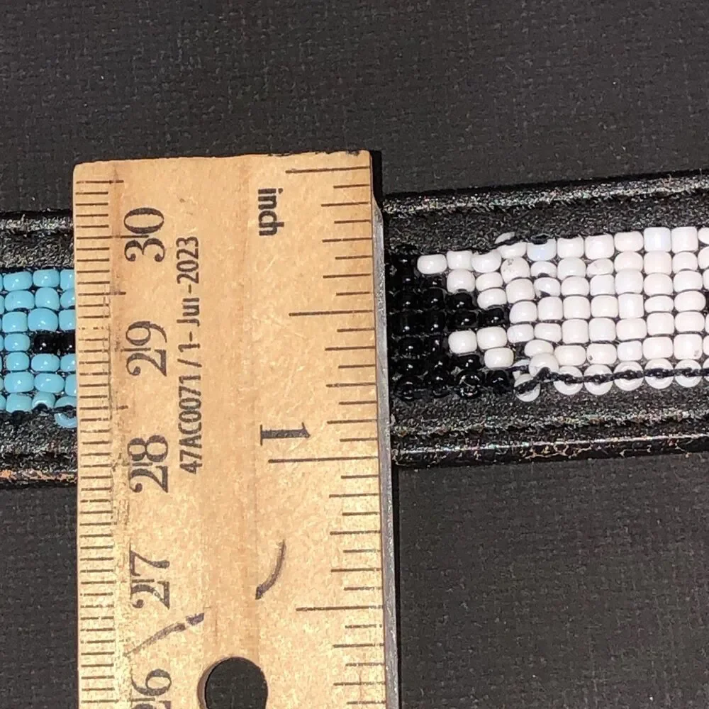 Vintage Justin’s Leather Belt Child 513BK Southwest Beaded Seed Bead 26 in USA